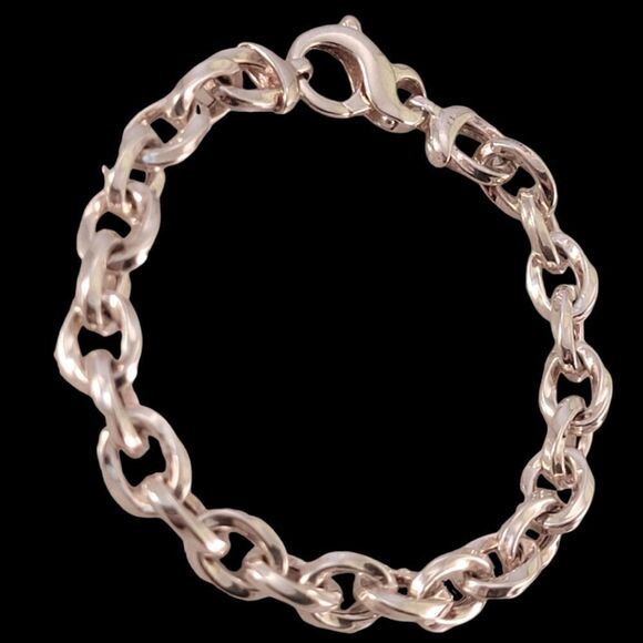 Sterling Italy Contemporary Twisted Oval Link Bracelet - Picture 3 of 10